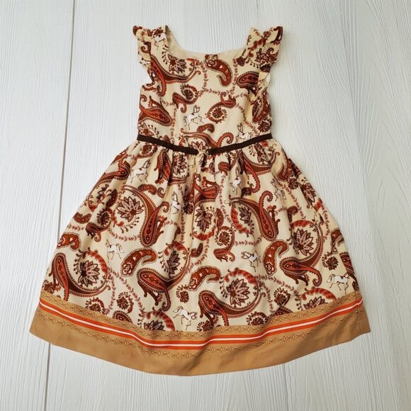 Janie and Jack Paisley Border Horse Print Dress Size 4 - Picture 1 of 5